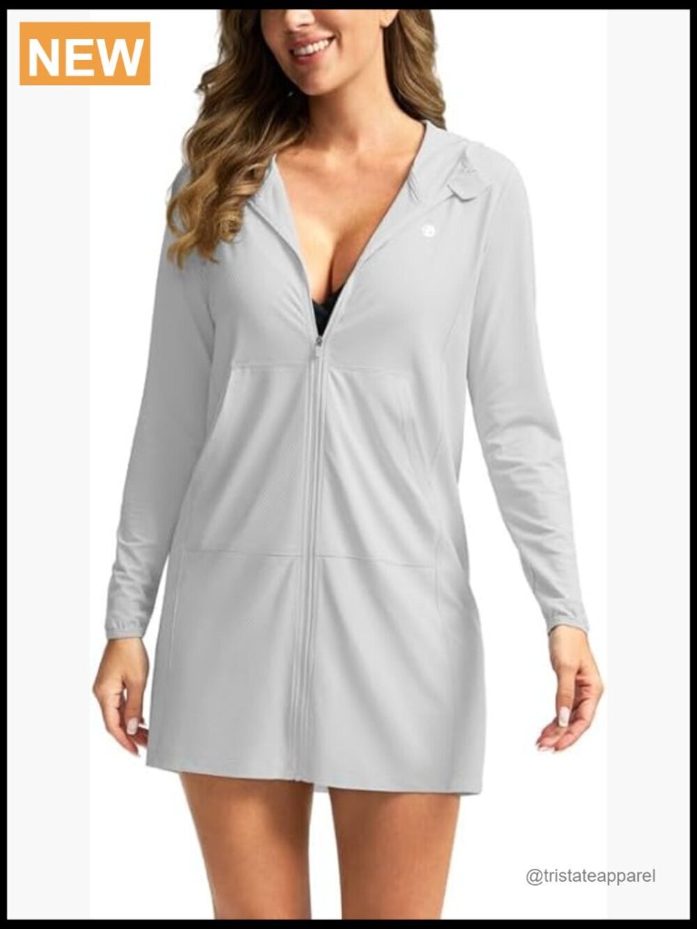 UPF 50+ Sun Protection Swim Cover Up Hoodie Long Jacket Lightweight